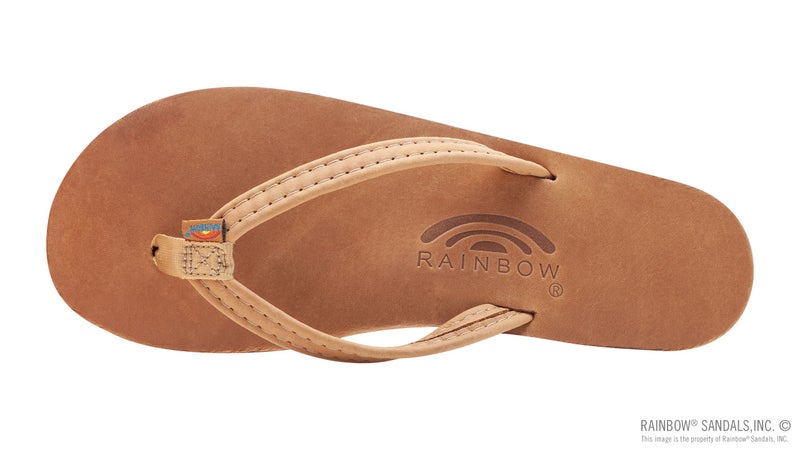 Rainbow Sandals Ladies Luxury Leather - Single Layer Arch Support With 1/2" Narrow Strap, Buckskin, Ladies Size Medium / 6.5-7.5 - Image 3
