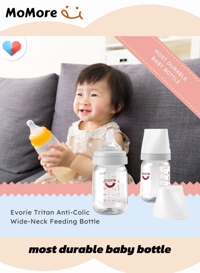 Anti-Colic Tritan Wide Neck Baby Feeding Bottle With Handle, 160ML, 6 Months +