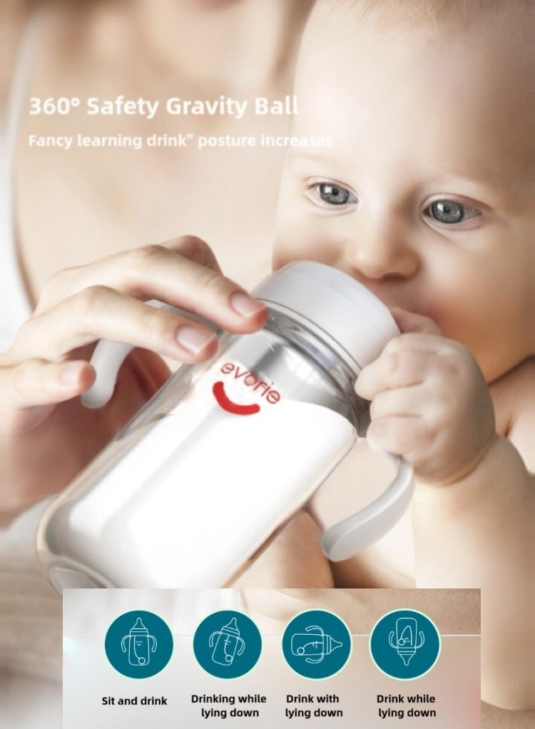 Anti-Colic Tritan Wide Neck Baby Feeding Bottle With Handle, 160ML, 6 Months +