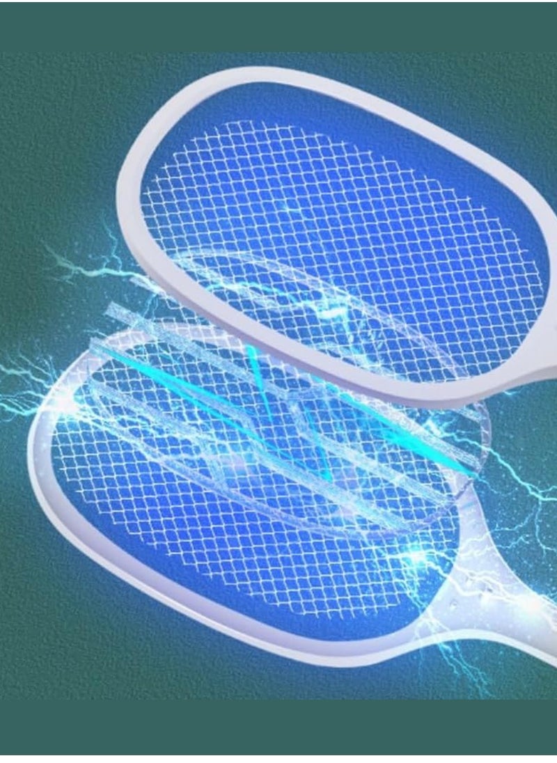 GECKO - 2 In 1 Electric Fly Swatter Mosquito Killer Bat Mosquitoes Lamp Racket Pest Killer USB Rechargeable Bug Zapper With Grid 3-Layer Mesh Insect Killer Electric Fly Trap For Home And Outdoor Pest Control - Image 1