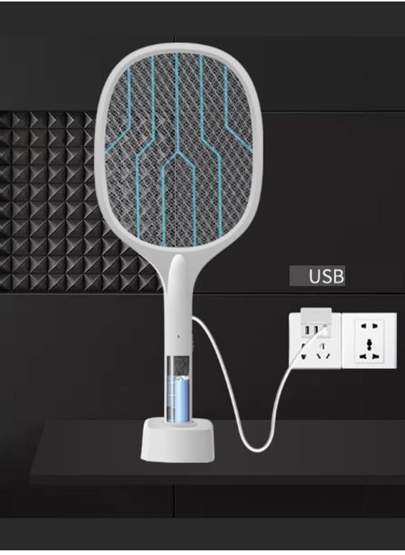 GECKO - 2 In 1 Electric Fly Swatter Mosquito Killer Bat Mosquitoes Lamp Racket Pest Killer USB Rechargeable Bug Zapper With Grid 3-Layer Mesh Insect Killer Electric Fly Trap For Home And Outdoor Pest Control - Image 1