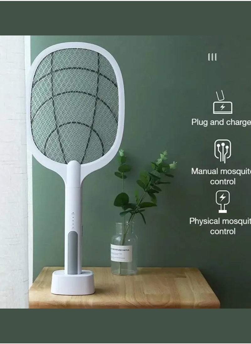 GECKO - 2 In 1 Electric Fly Swatter Mosquito Killer Bat Mosquitoes Lamp Racket Pest Killer USB Rechargeable Bug Zapper With Grid 3-Layer Mesh Insect Killer Electric Fly Trap For Home And Outdoor Pest Control - Image 1