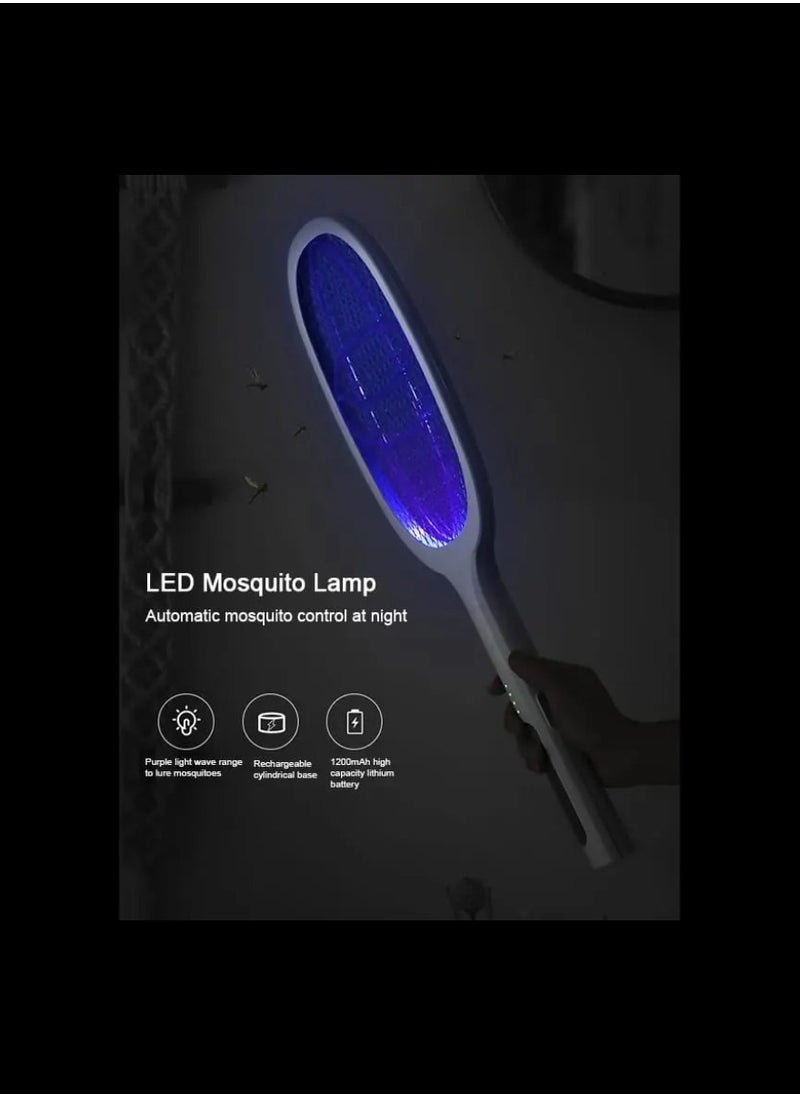 GECKO - 2 In 1 Electric Fly Swatter Mosquito Killer Bat Mosquitoes Lamp Racket Pest Killer USB Rechargeable Bug Zapper With Grid 3-Layer Mesh Insect Killer Electric Fly Trap For Home And Outdoor Pest Control - Image 1
