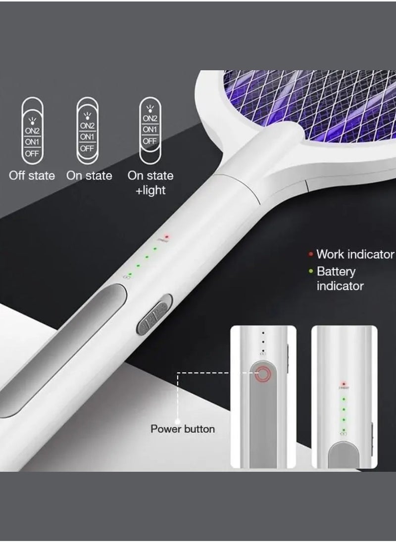 GECKO - 2 In 1 Electric Fly Swatter Mosquito Killer Bat Mosquitoes Lamp Racket Pest Killer USB Rechargeable Bug Zapper With Grid 3-Layer Mesh Insect Killer Electric Fly Trap For Home And Outdoor Pest Control - Image 1