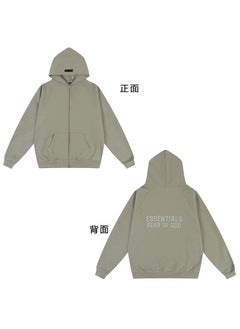 Generic FOG ESSENTIALS Hoodie Autumn Winter Plush Zip Jacket Seal Gray 