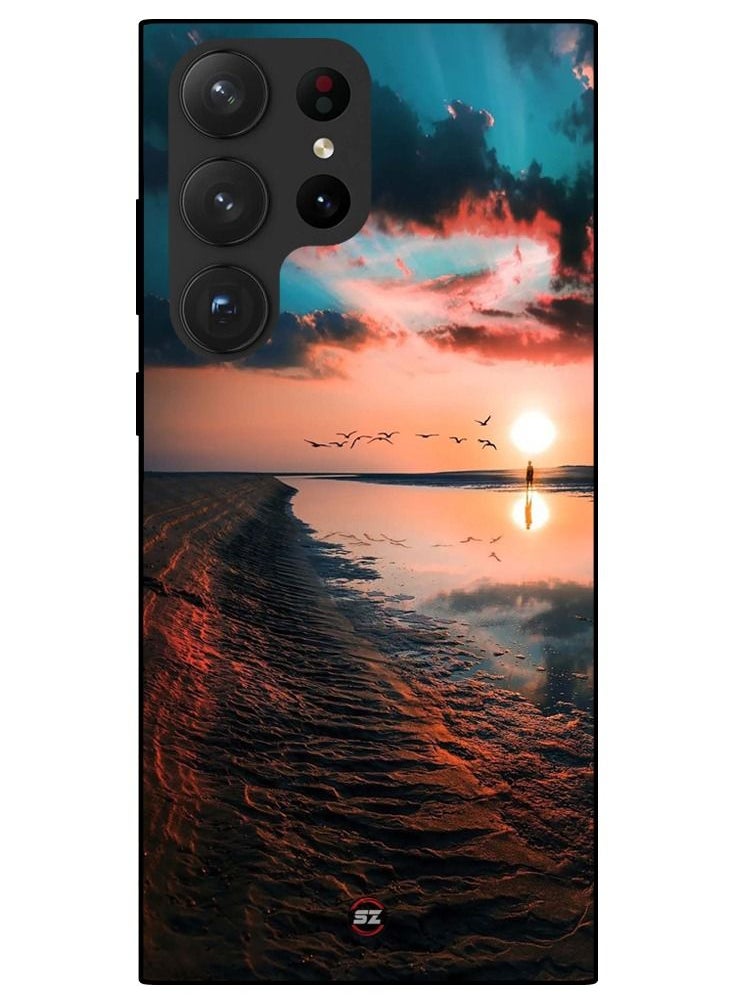 Service Zone Protective Printed Mobile Cover Beautiful Beach Sunset View For Samsung Galaxy S23 Ultra 