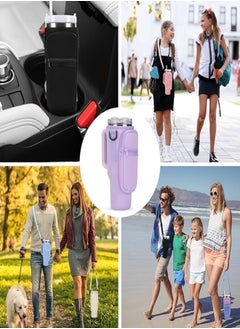 Generic Water Bottle Tote for Stanley 40oz Tumbler, Water Bottle Holder with Pouch and Adjustable Strap, Sleeve Accessory with 40oz Cup Pocket (Purple)  - Image 5