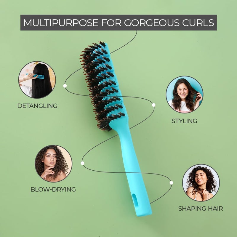 PROLIXR Round Vented Hair Brush for men and women Quick Drying Pain Free Detangling Curly hair care products Hair comb Flexible Nylon Bristles Hair Care Created by Savio John Pereira Blue - Image 3