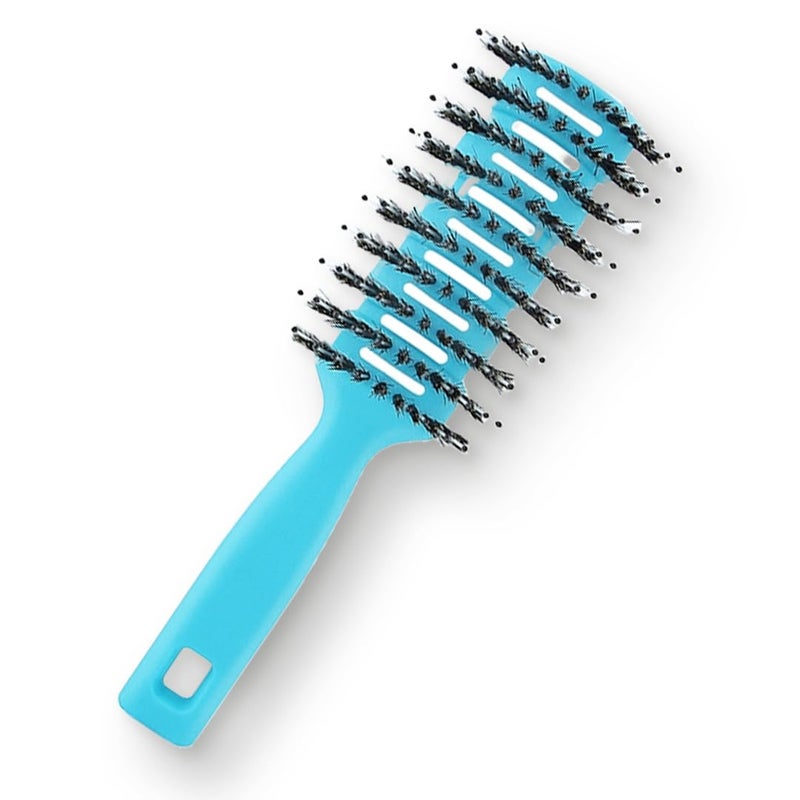 PROLIXR Round Vented Hair Brush for men and women Quick Drying Pain Free Detangling Curly hair care products Hair comb Flexible Nylon Bristles Hair Care Created by Savio John Pereira Blue - Image 1