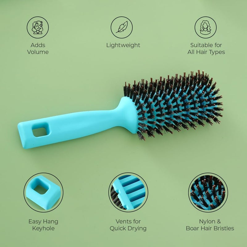 PROLIXR Round Vented Hair Brush for men and women Quick Drying Pain Free Detangling Curly hair care products Hair comb Flexible Nylon Bristles Hair Care Created by Savio John Pereira Blue - Image 2
