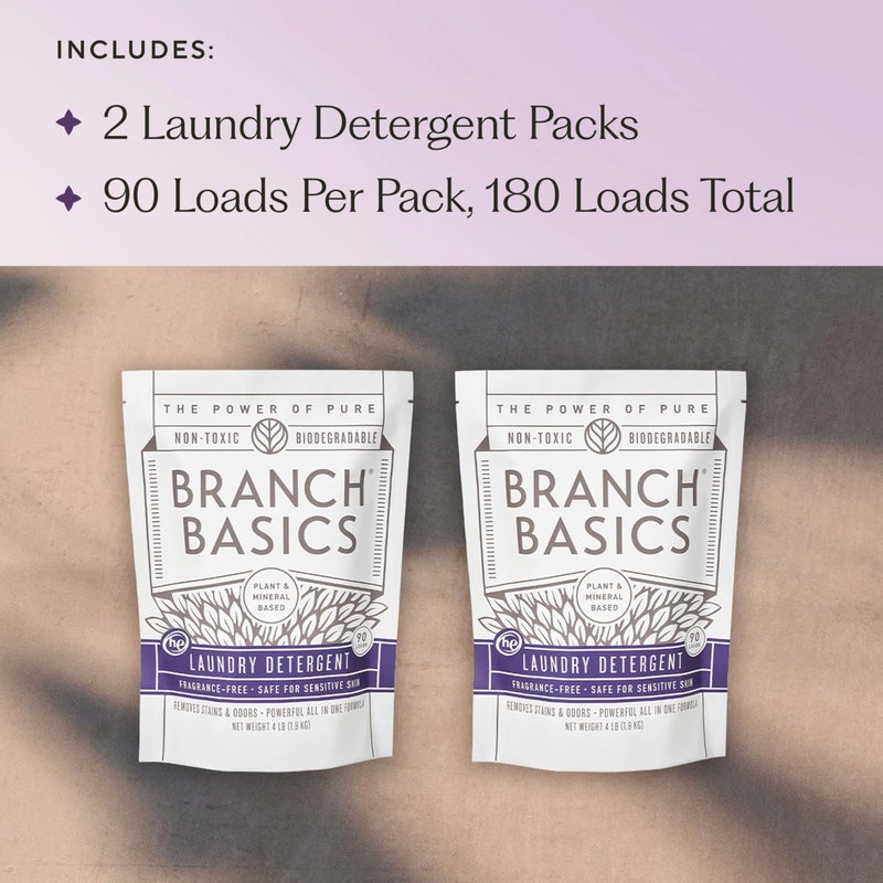 Branch Basics Laundry Detergent â€“ 2 Pack, 4lbs per | Plant & Mineral-Based Formula | Lifts Stains & Removes Odor | Plastic-Free, Fragrance-Free & Safe for Sensitive Skin - Image 3