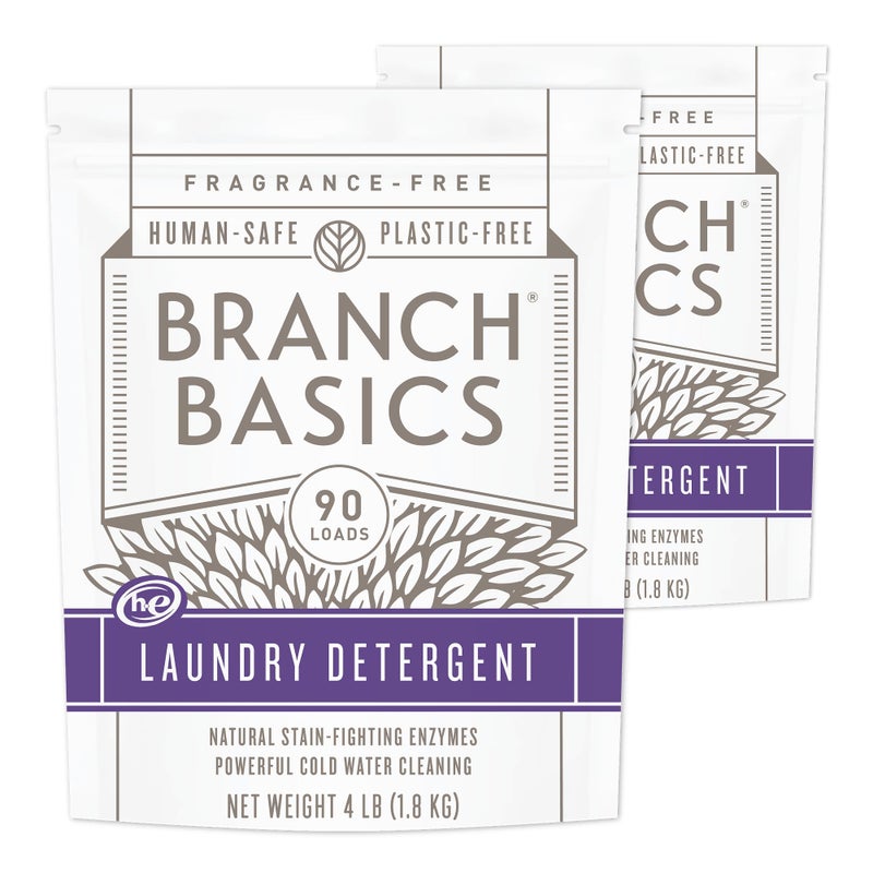 Branch Basics Laundry Detergent â€“ 2 Pack, 4lbs per | Plant & Mineral-Based Formula | Lifts Stains & Removes Odor | Plastic-Free, Fragrance-Free & Safe for Sensitive Skin - Image 1