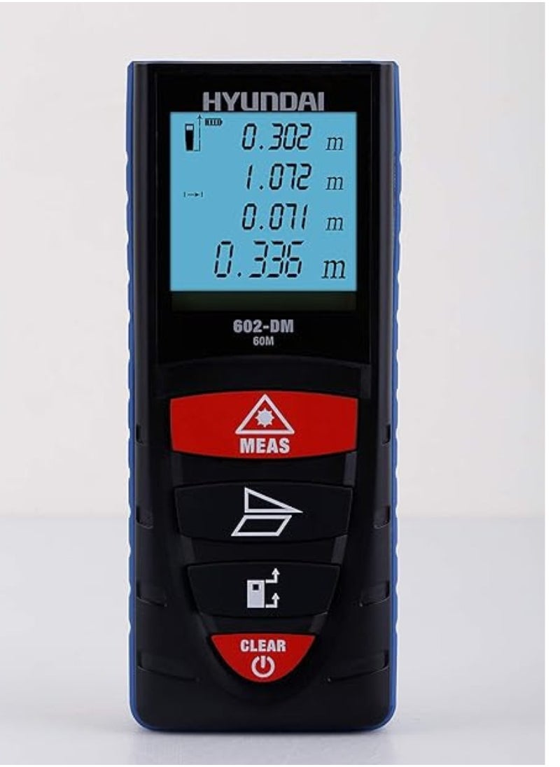 HYUNDAI HY 602 Laser Distance Meter - 60m Measurement Range, Length, Area & Indirect Calculation, Continuous Measurement, Reliable Laser Technology, Battery-Saving Auto Power-Off  - Image 1