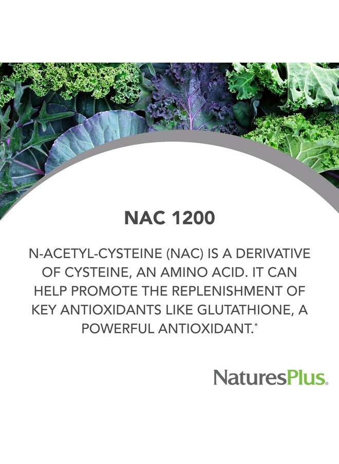 ناتشرز بلاس Natures Plus PRO NAC 1200 mg - 60 قرصًا - ضروري لتجديد الجلوتاثيون - غير معدّل وراثيًا، نباتي وخالي من الجلوتين - 30 وجبة  - Image 2