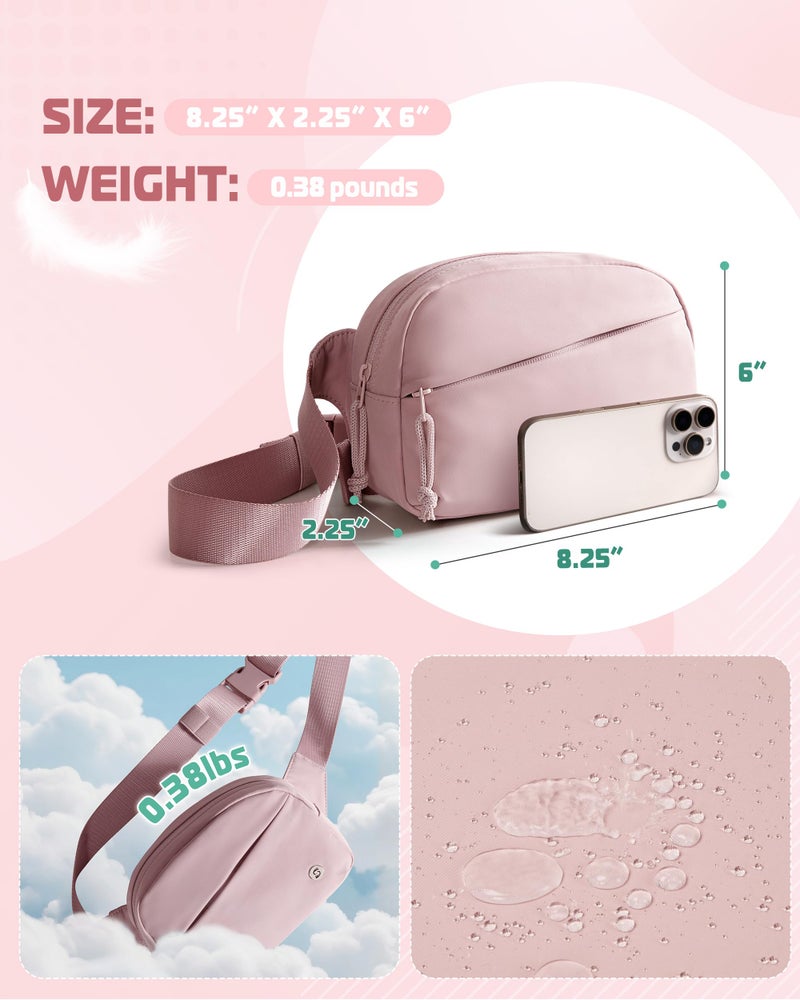 Smasrob Fanny Pack for Women, Crossbody Sling Bag Waist Bag with Multiple Pockets and Adjustable Strap, Pink - Image 4