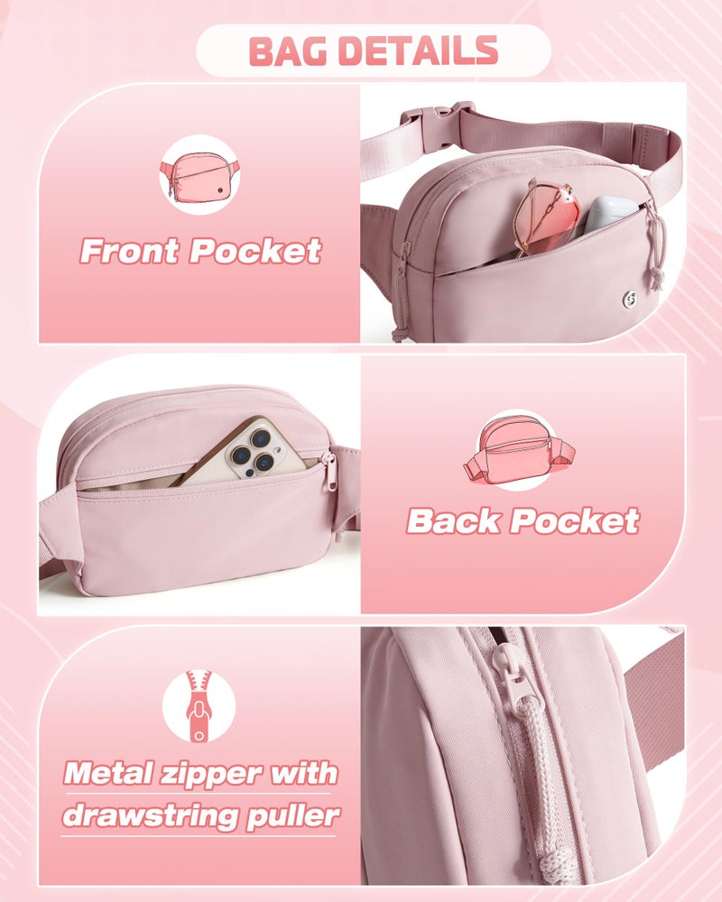 Smasrob Fanny Pack for Women, Crossbody Sling Bag Waist Bag with Multiple Pockets and Adjustable Strap, Pink - Image 3