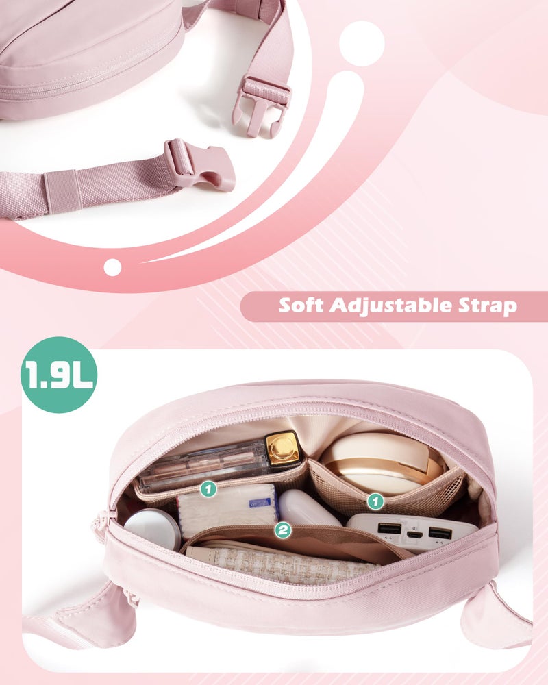 Smasrob Fanny Pack for Women, Crossbody Sling Bag Waist Bag with Multiple Pockets and Adjustable Strap, Pink - Image 2
