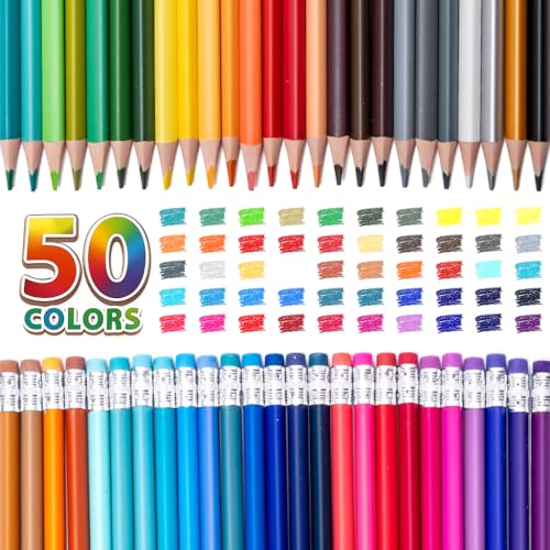 Ouksma Pre-sharpened Colored Pencils with Erasers, Erasable Color Pencils, Drawing Pencil, Art Pencil for School Supplies, Drawing Supplies (50 Colors) - Image 4