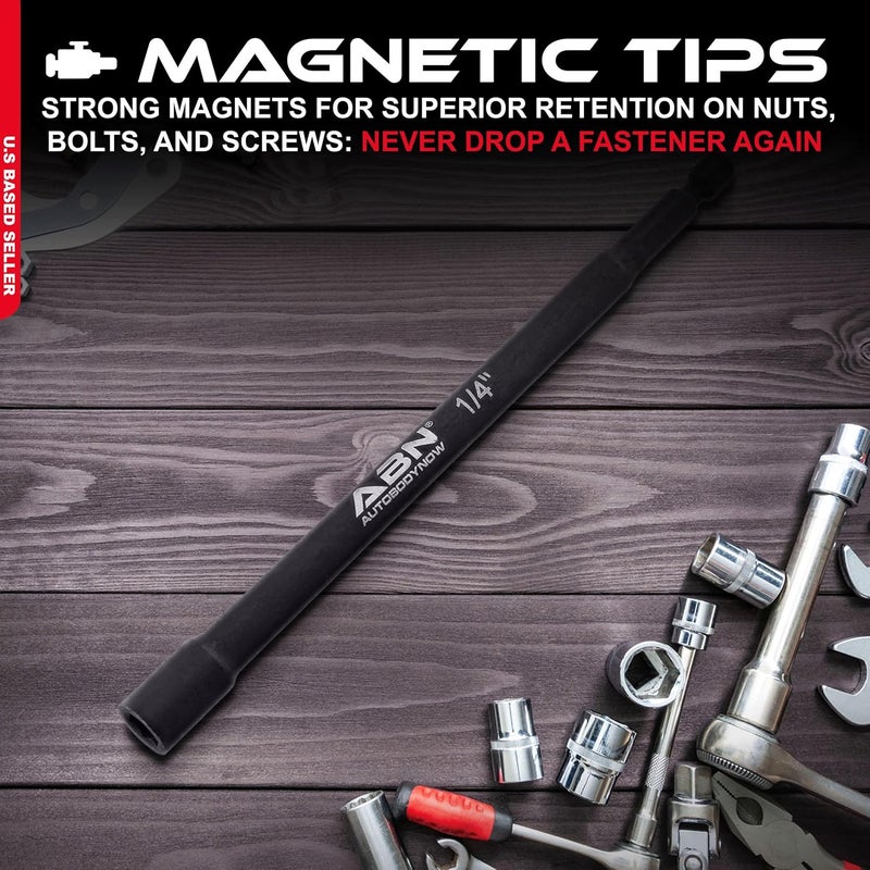 ABN 1/4 IN Impact Nut Driver Tool - SAE 6 IN Long Shank Nut Driver Bits Magnetic Tip Sockets, 1/4 IN Hex Shank - Image 3