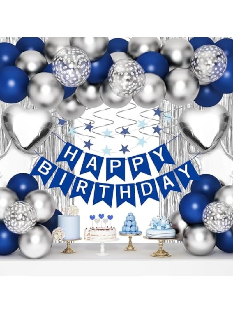 ديكورات عيد ميلاد للرجال ، ديكورات حفلة عيد ميلاد زرقاء له رجالها نساء فتيان فتيات ، بالونات عيد ميلاد سعيد لبدلة ديكور الحزب ل 16 20 21 22 25 30 35 40 50 60 70 - Image 1