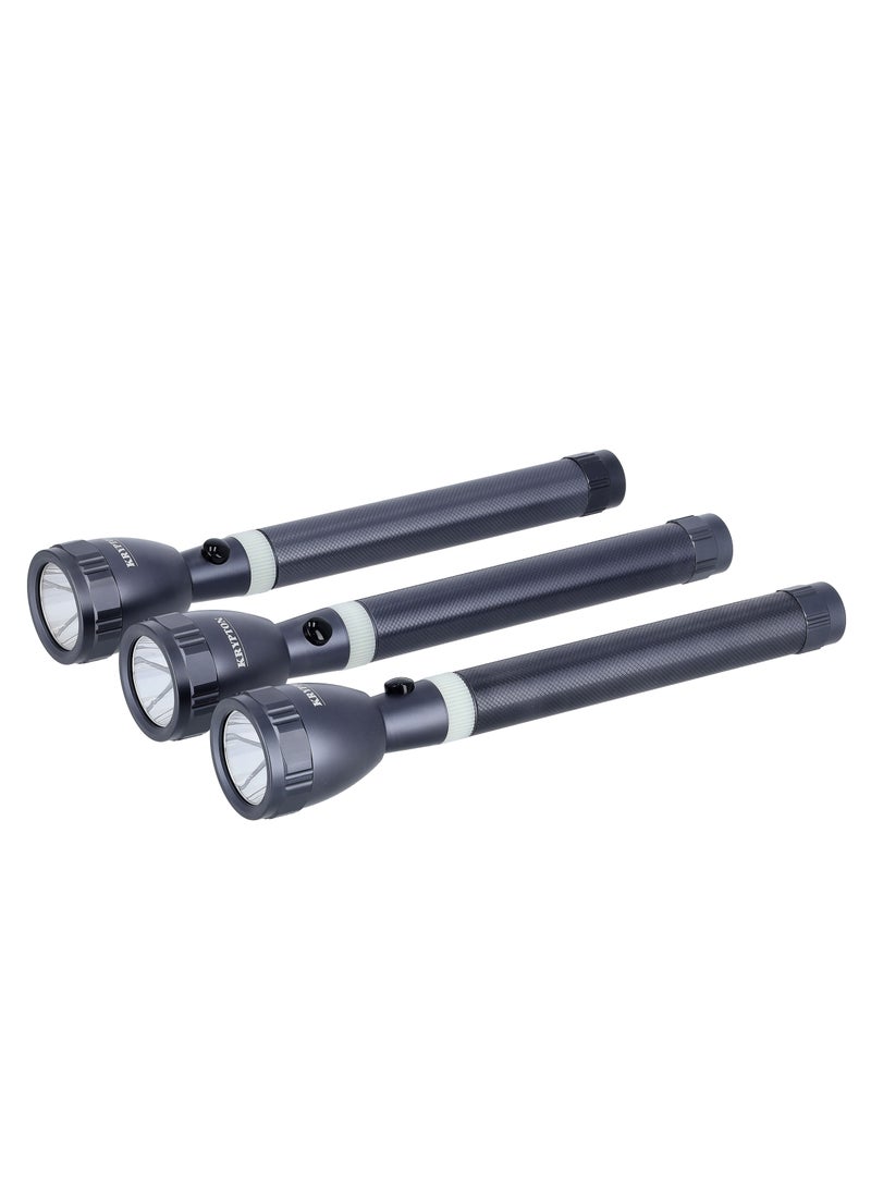 كريبتون 3 قطعة مصباح فلاش LED قابل لإعادة الشحن - تصميم محمول بهيكل ألومنيوم يعمل لمدة 4 ساعات | T6 Led بتقنية Triple Booster | مثالي للاستخدام الداخلي والخارجي - Image 1