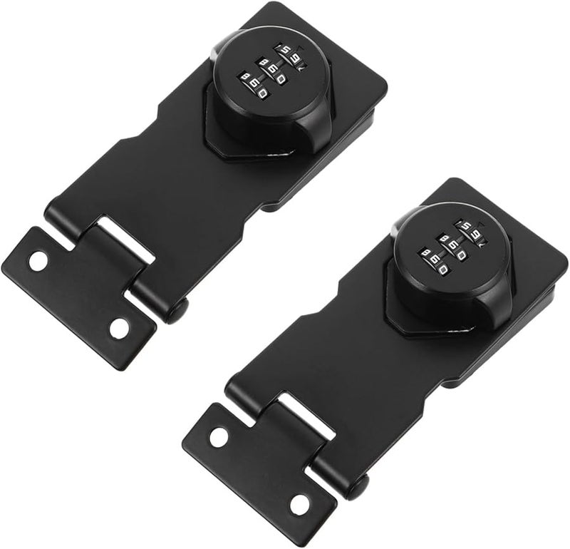 Black Keyless Combination Locks 2 Pack for Cabinets Doors Secure Password Code Hasp Latch - Image 2