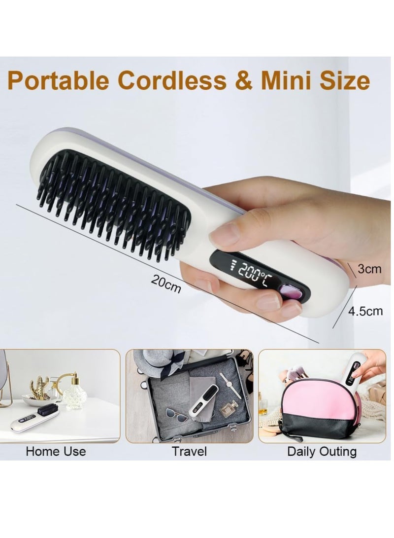 Denx Wireless Hair Straightening Brush, 4000mAh, 35W, Temperature Control, Digital Display - Image 3