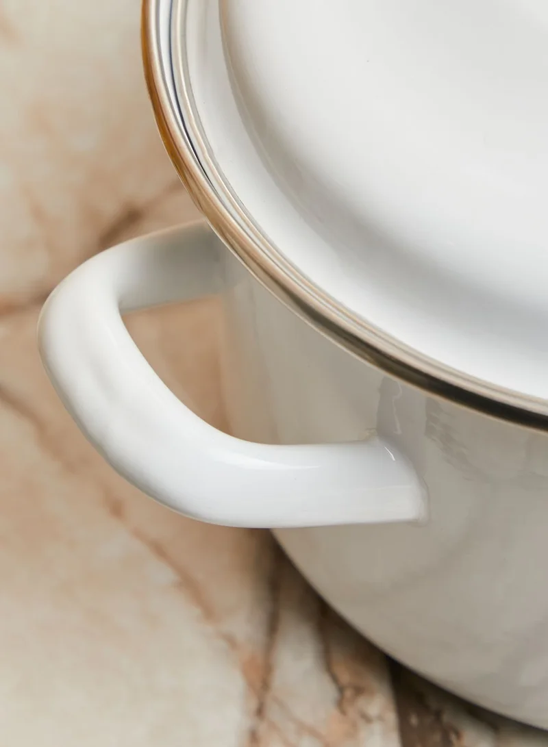Premier Cream Enamel Porter Casserole Dish With Lid 18Cm