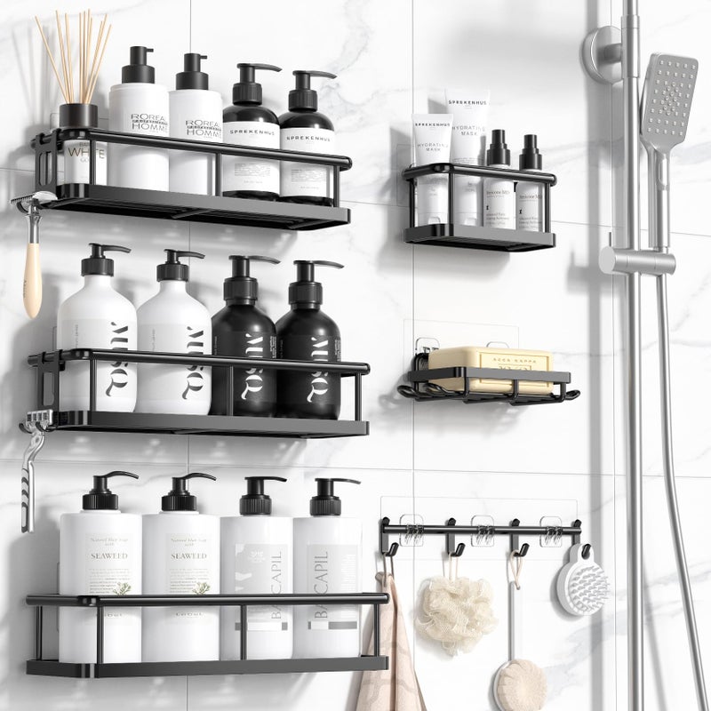 YASONIC Shower Caddy, 100% Rustproof Shower Shelves for Inside Shower, No Drilling Bathroom Organizers and Storage, 6 Pack Large Capacity Bathroom Shelves for Kitchen & Home Decor - Image 1