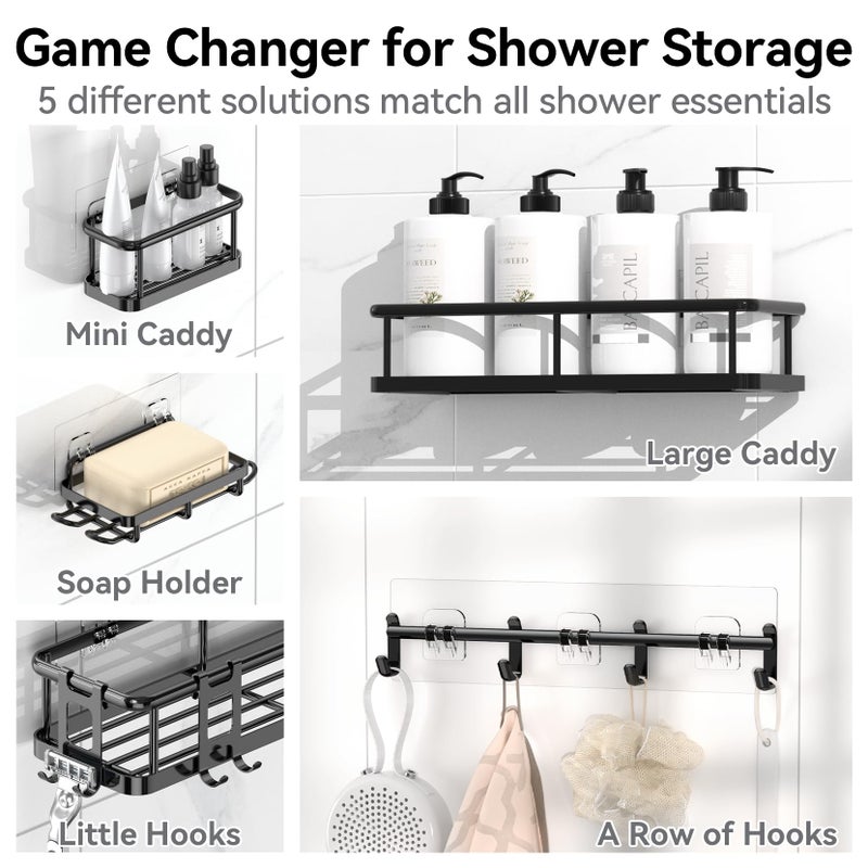 YASONIC Shower Caddy, 100% Rustproof Shower Shelves for Inside Shower, No Drilling Bathroom Organizers and Storage, 6 Pack Large Capacity Bathroom Shelves for Kitchen & Home Decor - Image 3