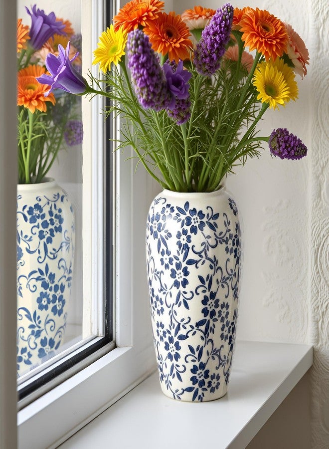 RORA Chinoiserie Blue and White Ceramic Vase - 8.7" Porcelain Floral Design for Home Decor, Centerpiece, or Gift - Perfect for Living Room, Bedroom, Office, or Dining Table - Image 3