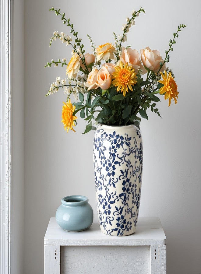 RORA Chinoiserie Blue and White Ceramic Vase - 8.7" Porcelain Floral Design for Home Decor, Centerpiece, or Gift - Perfect for Living Room, Bedroom, Office, or Dining Table - Image 2