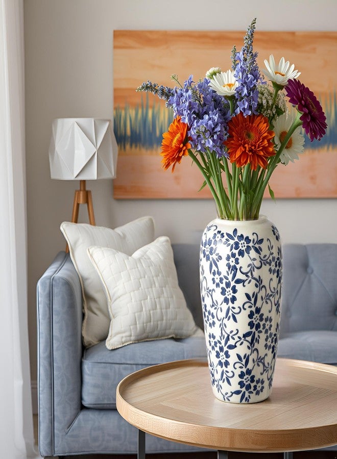 RORA Chinoiserie Blue and White Ceramic Vase - 8.7" Porcelain Floral Design for Home Decor, Centerpiece, or Gift - Perfect for Living Room, Bedroom, Office, or Dining Table - Image 4