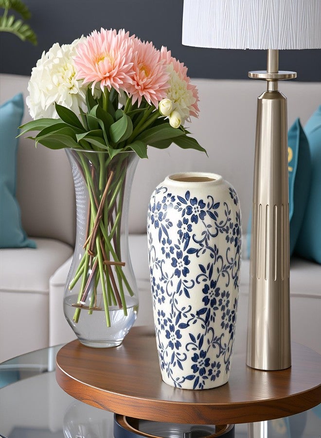 RORA Chinoiserie Blue and White Ceramic Vase - 8.7" Porcelain Floral Design for Home Decor, Centerpiece, or Gift - Perfect for Living Room, Bedroom, Office, or Dining Table - Image 5