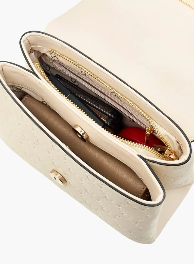 سيليست Monogram Embossed Crossbody Bag with Flap Closure