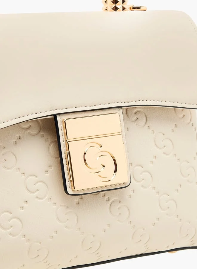 سيليست Monogram Embossed Crossbody Bag with Flap Closure
