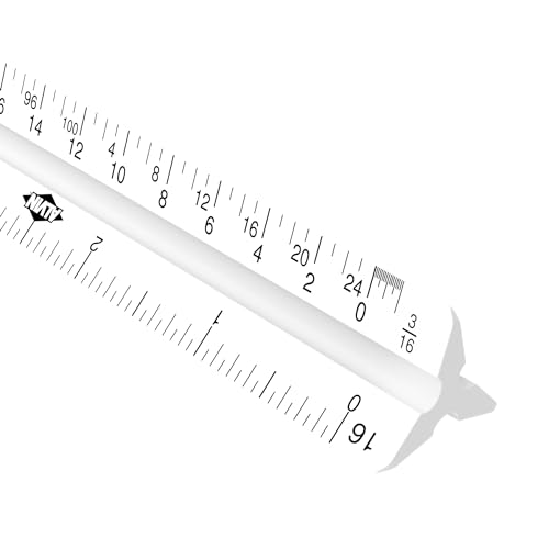 ALVIN Architect Triangular Scale Ruler 12" Model 110P White with Black Graduations, Architecture and Drafting Tool for Students, Hobbyists and Professionals - 12 inches - Image 1