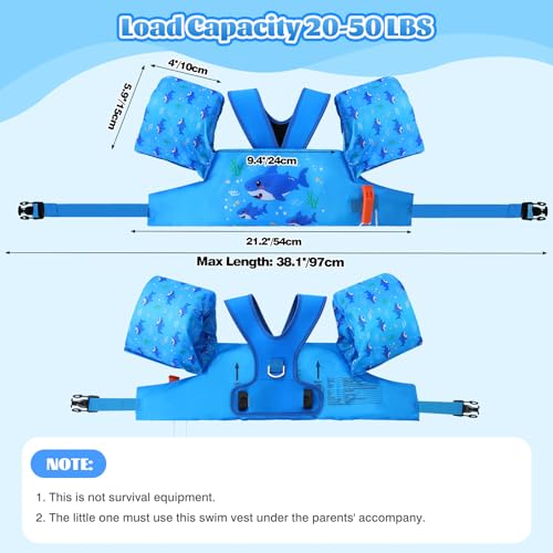 MoKo Swim Arm Band for Kids 20-30-40-50lbs, Clearance Toddler Swim Vest Cute Cartoon Swimming Wings Pool Floats Sleeve Children Water Sports Learning Swim Training Equipment, Indigo Shark - Image 5