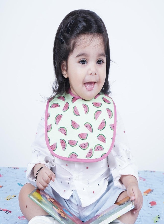 Happy Matty مجموعة مرايل رضاعة الأطفال من هابي ماتي، سريعة الجفاف وقابلة للغسل، 3 قطع، متعددة الألوان، من 0 إلى 3 سنوات، بنقشة قطة وبطيخ منقطة، حجم كبير (28 سم × 20 سم). - Image 5