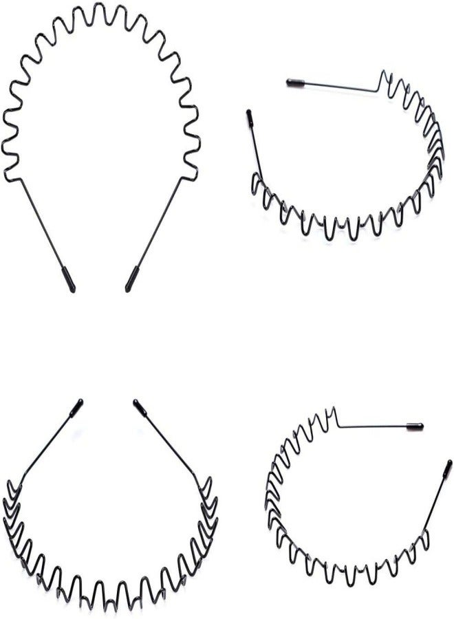 Generic Metal Headbands, 2 Pack Fashion Unisex Black Hairband Spring Wave Non Slip Sports Headwear Hair Hoop Hair Accessories (2 Pack) - Image 3