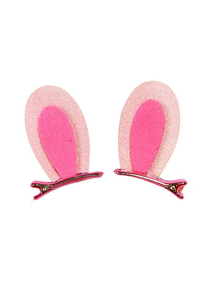 JustMyDress Easter Bunny Hair Clips Hairpins with Glitter Rabbit Ears Baby Girls Hair-Clip JHE14 (Pink Ear) 