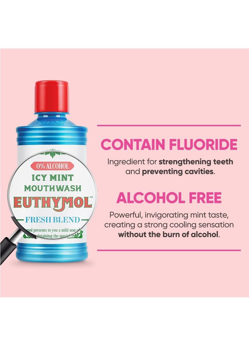 Euthymol Euthymol Mouthwash ICY Mint 500ml, Contains Fluoride, Alcohol-Free, Distinctive Strong Taste Flavour, Reduce Plaque Gingival Clean Healthy Teeth Gums, Freshens Breath Refreshing Daily Oral Dental Care  - Image 2