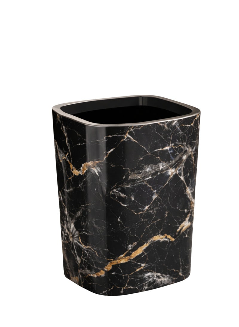 Tsumab Small Square Trash Can – Marble Pattern Waste Bin for Bathroom, Bedroom, Office & Kitchen, Durable Plastic Garbage Bin - Image 1