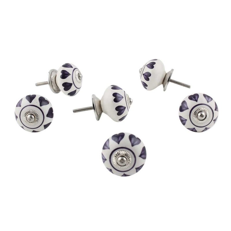 Indian-Shelf IndianShelf Pack of 6 Purple Heart Door Handles Ceramic Drawer Pull Round Door Pull Drawer Knob Dresser Knob Farmhouse Pulls Dresses Knobs Cabinet Knobs Modern  - Image 1