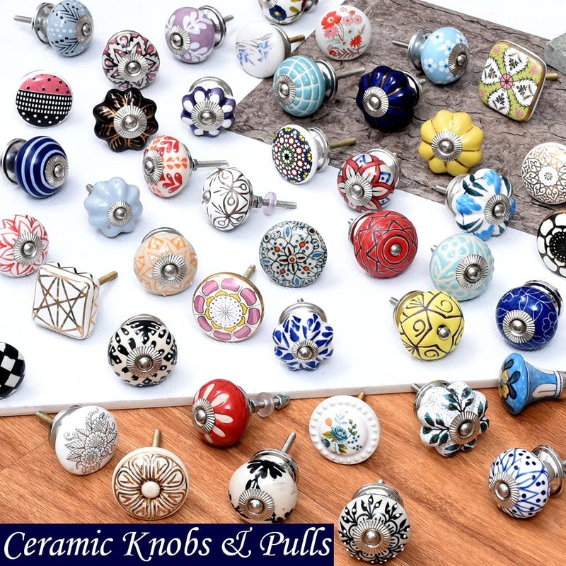 Indian-Shelf IndianShelf Pack of 6 Purple Heart Door Handles Ceramic Drawer Pull Round Door Pull Drawer Knob Dresser Knob Farmhouse Pulls Dresses Knobs Cabinet Knobs Modern  - Image 4