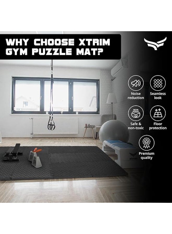 XTRIM Puzzle Exercise Mat (6 Tiles & 10 Borders, 16 Sq.Ft. Area) High-Density EVA Foam Mat - Image 5