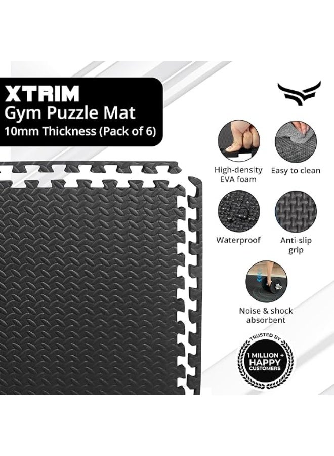 XTRIM Puzzle Exercise Mat (6 Tiles & 10 Borders, 16 Sq.Ft. Area) High-Density EVA Foam Mat - Image 4
