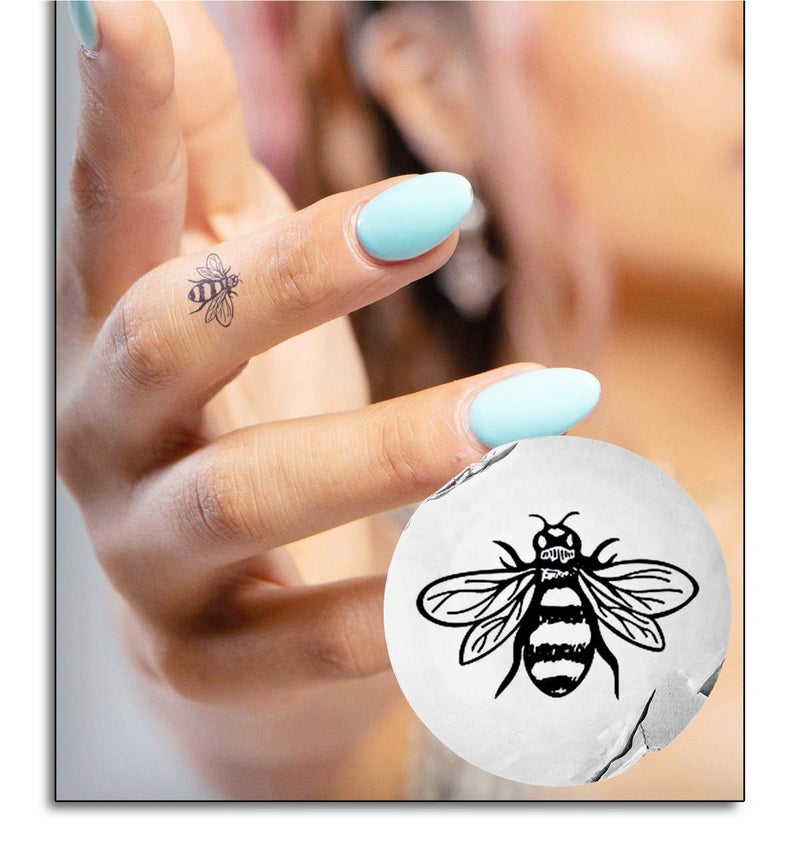 inkbox Inkbox Temporary Tattoos, Semi-Permanent Tattoo, One Premium Easy Long Lasting, Water-Resistant Temp Tattoo with For Now Ink - Lasts 1-2 Weeks, Bee Tatttoo, 1 x 1 in, Bebo 