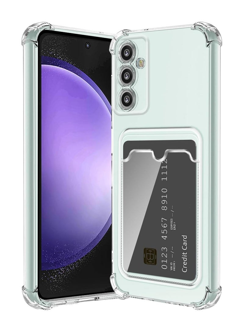 Samsung Galaxy A05s Case Clear Card Holder Back Wallet Crystal Transparent Soft TPU Shockproof Bumper Corner Drop Protection Phone Case Cover With Camera Lens Protection - Transparent 