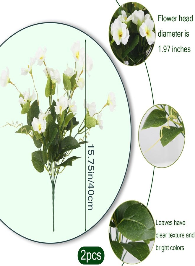 GhuaH 2 Pcs Artificial Flowers for Outdoors Hibiscus Faux Impatiens Outdoor Planters White Artificial Tropical Flowers Realistic UV Resistant Silk Flowers for Outside Front Porch Spring Summer Decor - Image 2